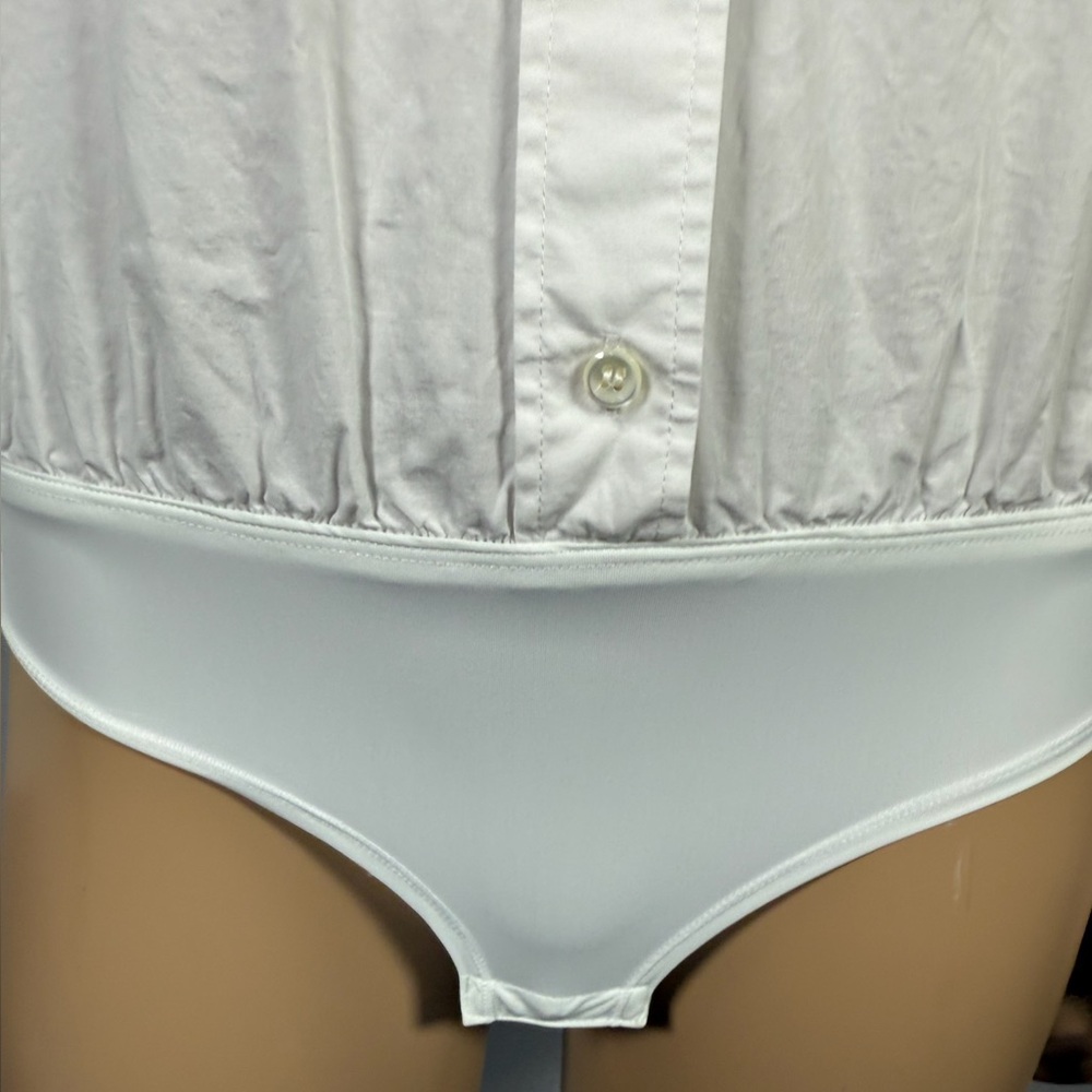 J. Crew Women’s Size 2 White Stretch Perfect Bodysuit Shirt - Picture 2 of 9
